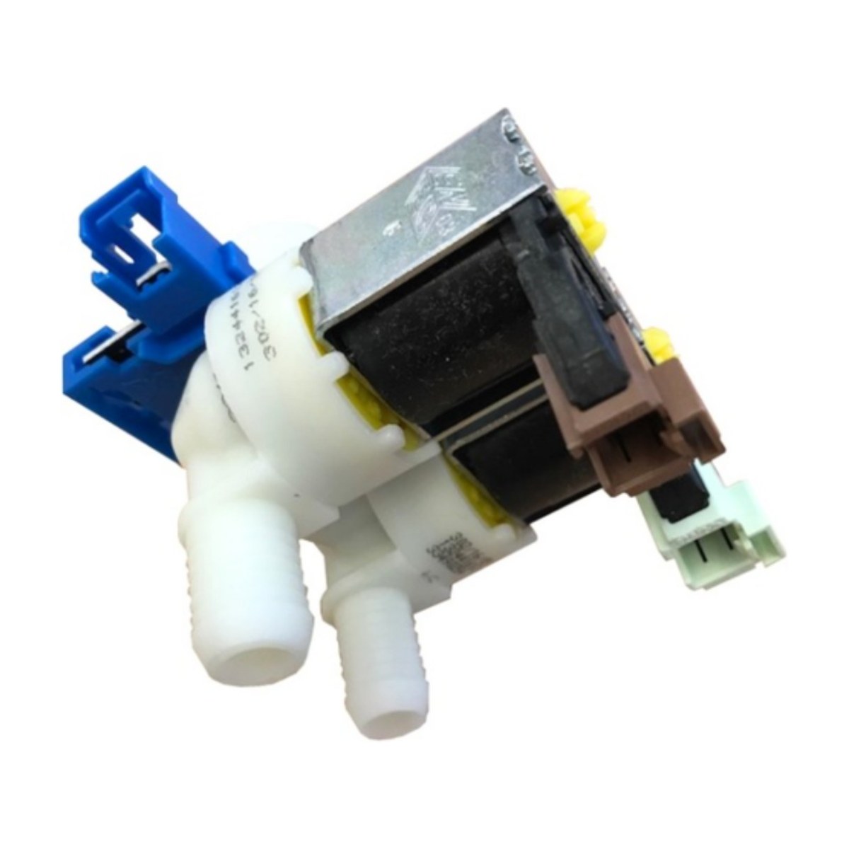 1324416120 genuine Electrolux 2 way solenoid inlet valve with flowmeter for front load washers, view 2 view 2