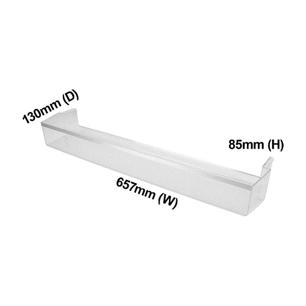 140008047098 genuine Electrolux full width fridge door shelf 658 x 82mm, view 3 view 3