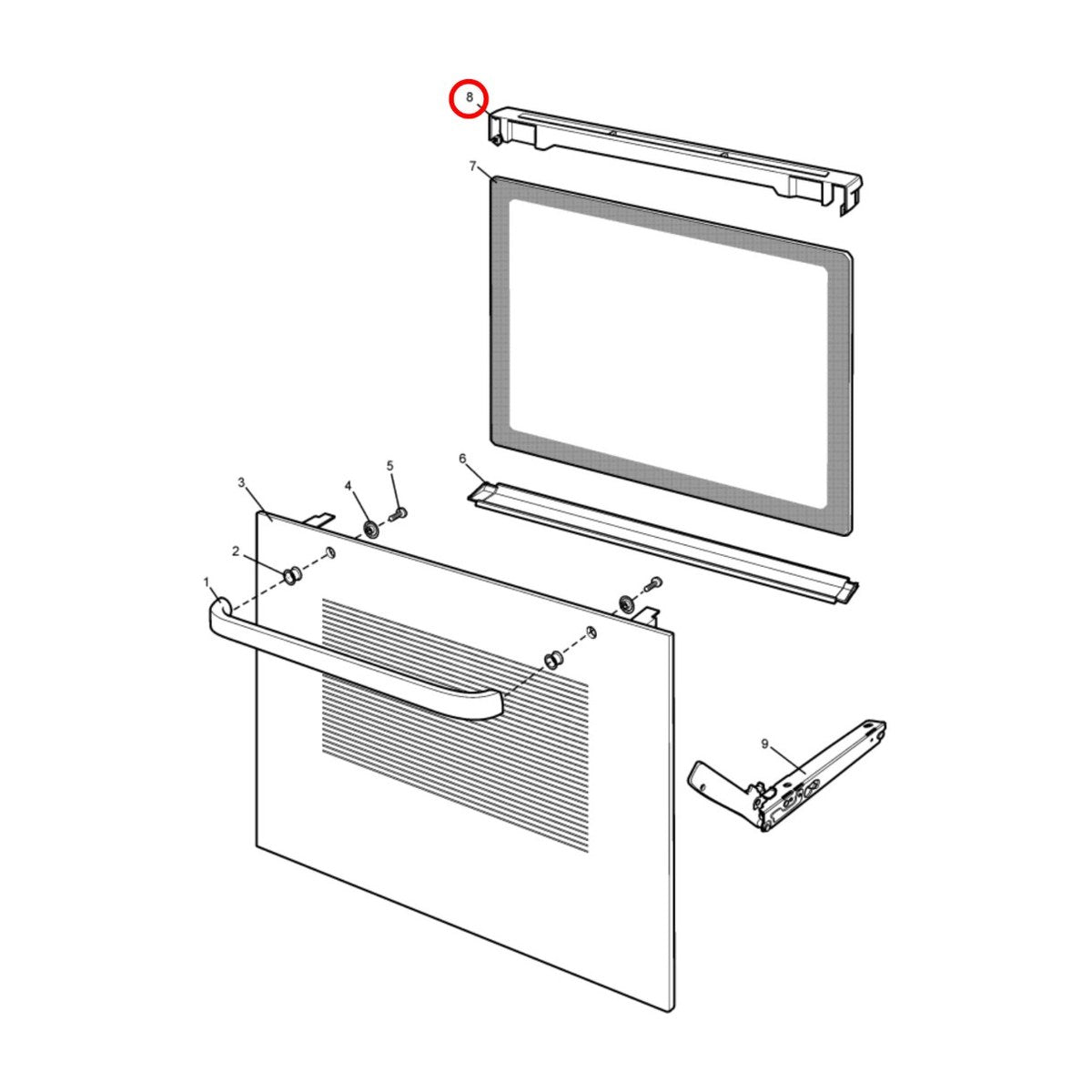 140037352014 genuine vented oven door upper trim for Westinghouse, Chef and Electrolux ovens, view 3 view 3
