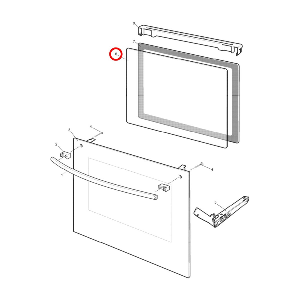 4055577151 genuine plain middle oven door glass for Westinghouse, Electrolux and AEG ovens, view 2 view 2