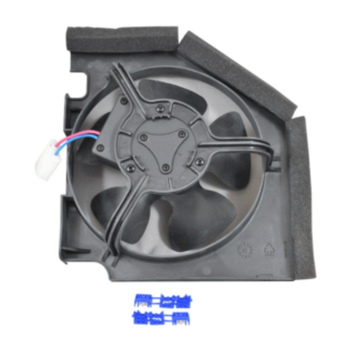4055577300 genuine condenser fan motor and shroud assembly for Westinghouse and Electrolux fridges, view 2 view 2