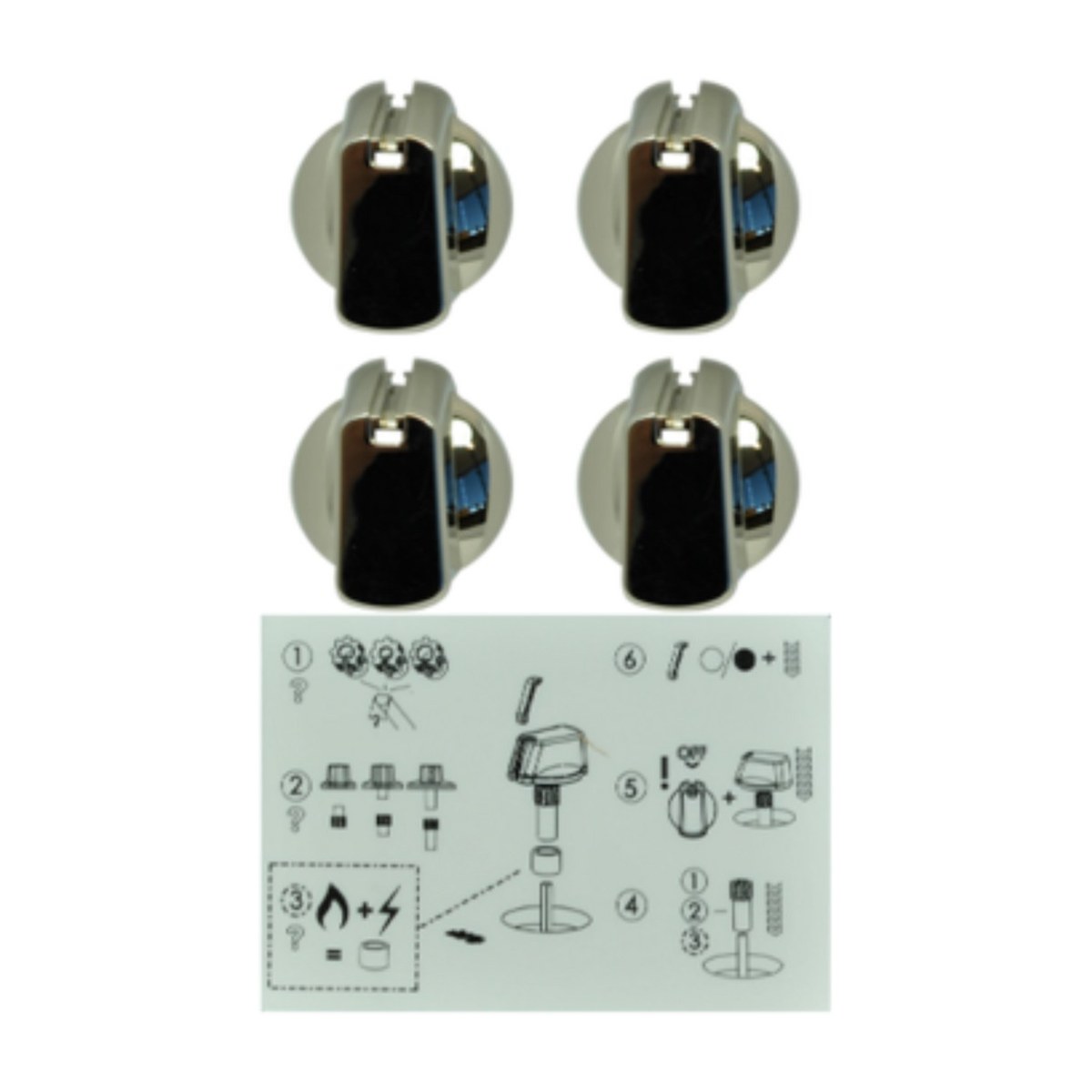 4055691457 genuine Electrolux universal cooktop knob kit chrome 40mm set of 4 with decals