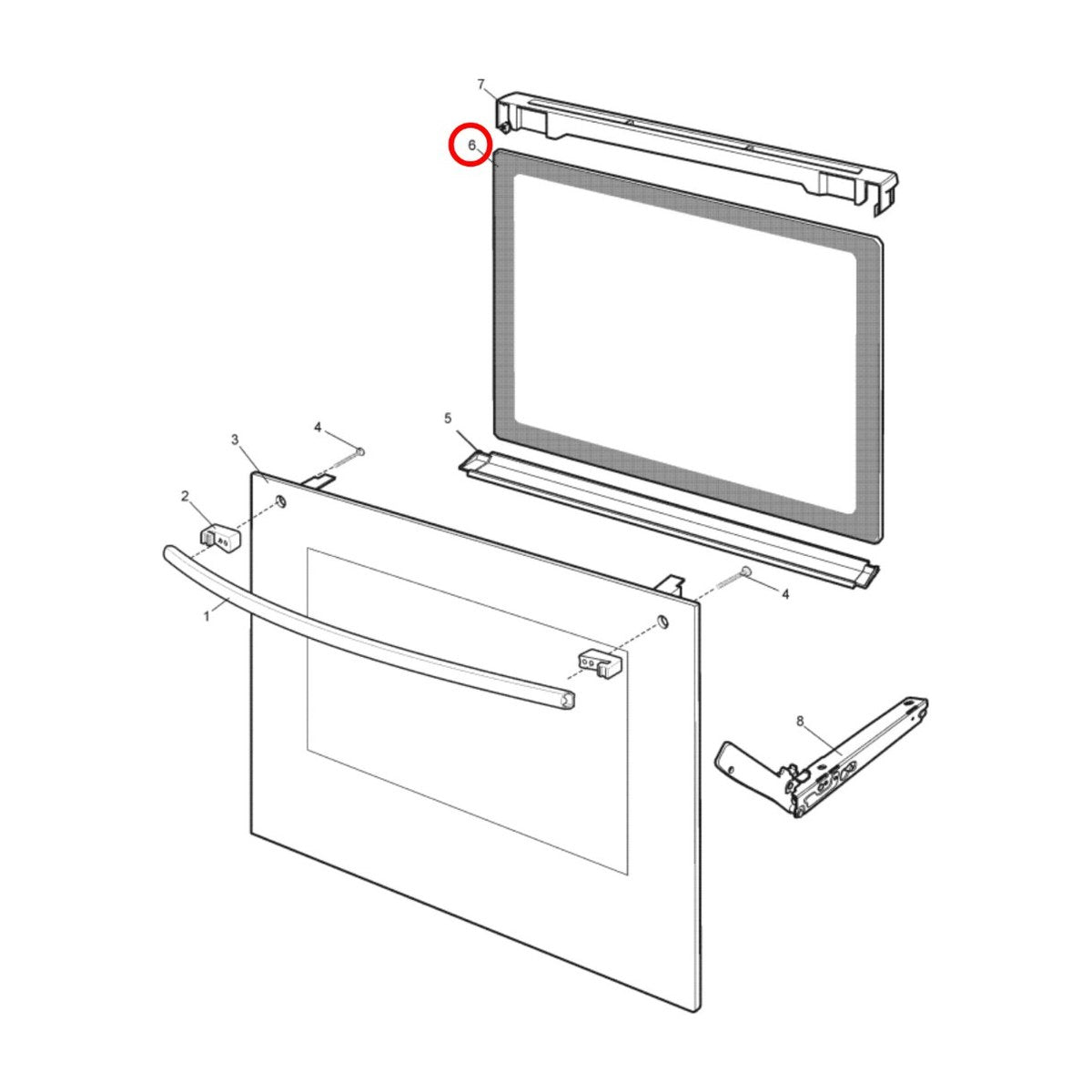 4055980082 genuine inner door glass for Westinghouse and Electrolux ovens, view 2 view 2