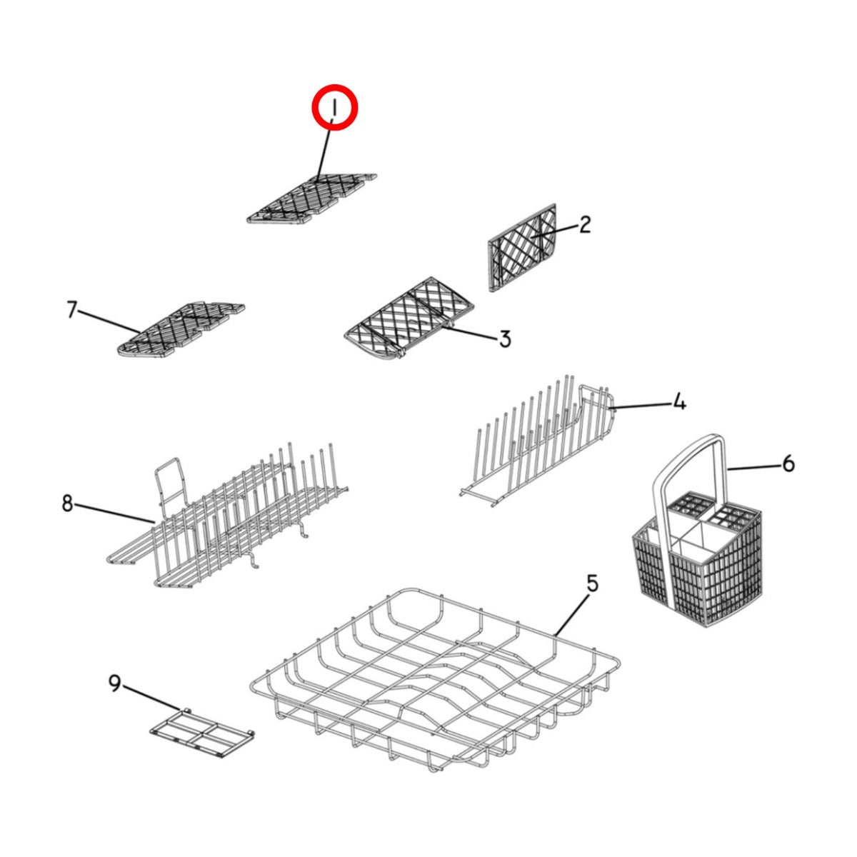 526374 genuine Fisher & Paykel back left fold down cup rack for DishDrawer dishwashers, view 3 view 3