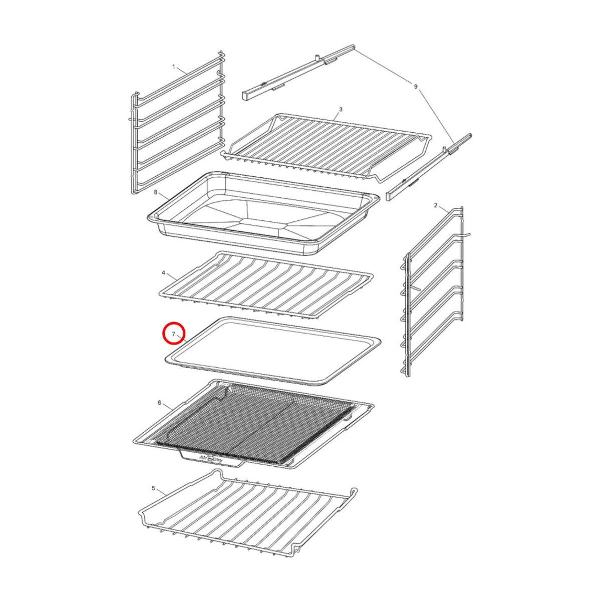 85800370040470 genuine full width tinplate baking tray for Westinghouse ovens, view 3 view 3