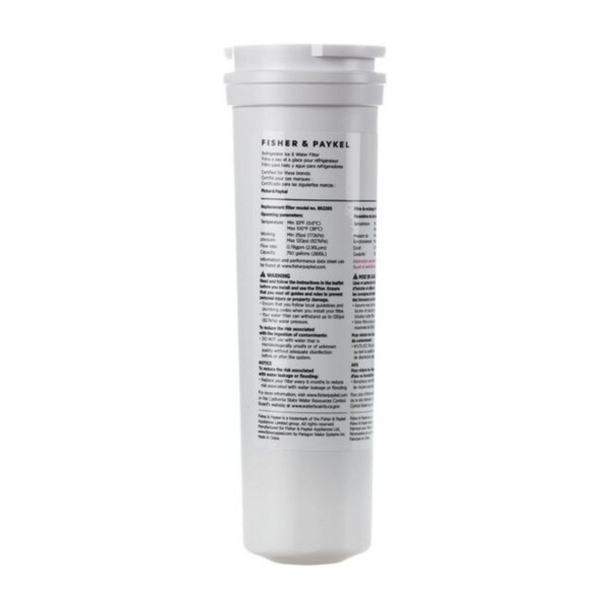 862285 genuine Fisher & Paykel FWC2 fridge water filter cartridge, view 2 view 2