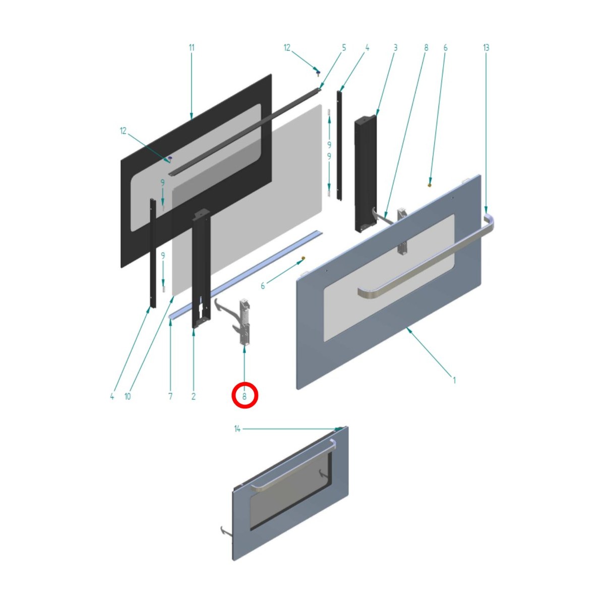 A02845 OEM oven door hinge to suit ILVE ovens and cookers, replaces A/028/45, view 4 view 4