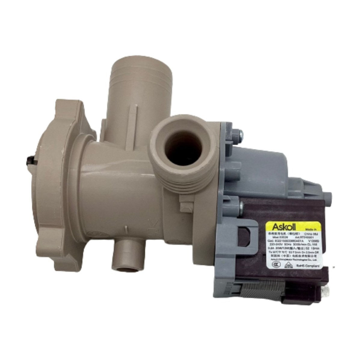 H0022150033660401A genuine Haier front load washing machine drain pump, view 3 view 3