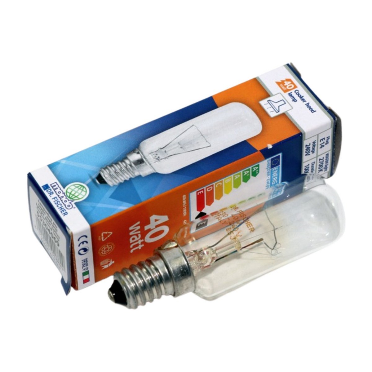 RH0011 genuine Dr Fischer 40W light globe for fridges and rangehoods, view 2 view 2