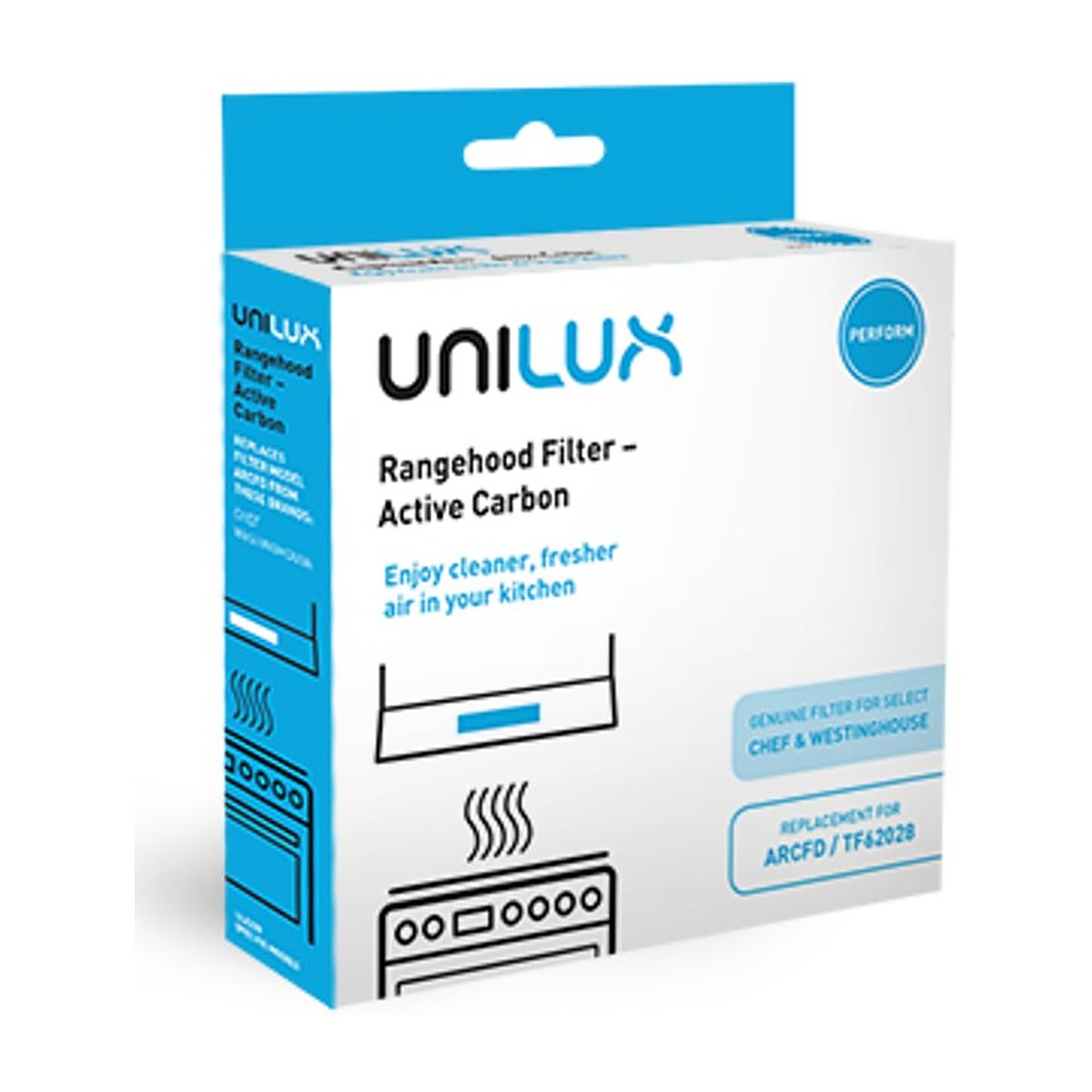 ULX250 genuine single carbon filter for Westinghouse, Chef and Electrolux recirculating rangehoods, view 4 view 4